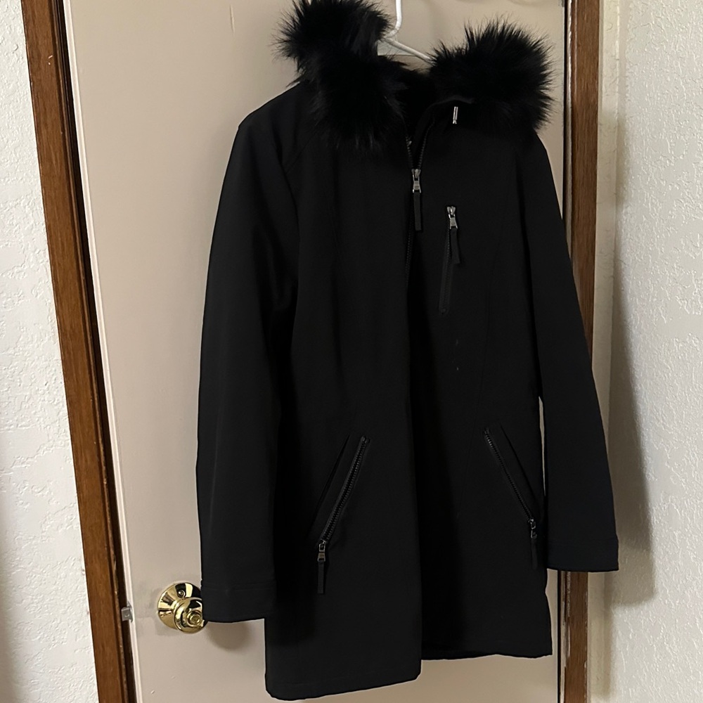 Calvin Klein Black Jacket with Fur Trim